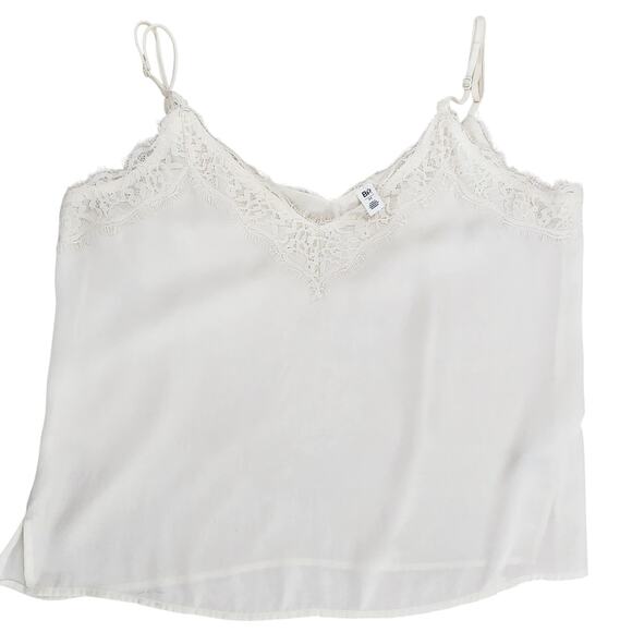 BP Women’s Camisole Lace Trim Crop Top V Neck Adjustable Straps White Medium - Picture 5 of 8